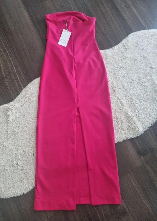 Rochie de vară Zara M | Fuchsia, Midi, Cu umerii goi - Image 2