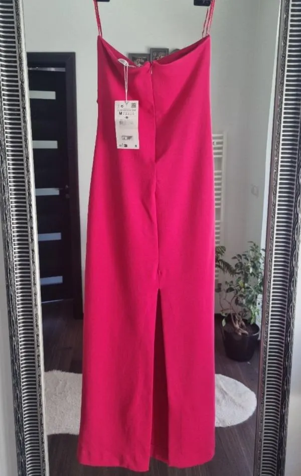 Rochie de vară Zara M | Fuchsia, Midi, Cu umerii goi - Image 3
