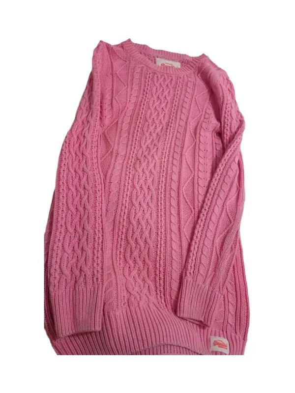 Pulover la baza gâtului Superdry XS | Roz, Normal, Relaxed Lejer fit, Monocrom, Lână