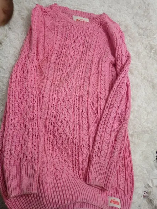 Pulover la baza gâtului Superdry XS | Roz, Normal, Relaxed Lejer fit, Monocrom, Lână - Image 5