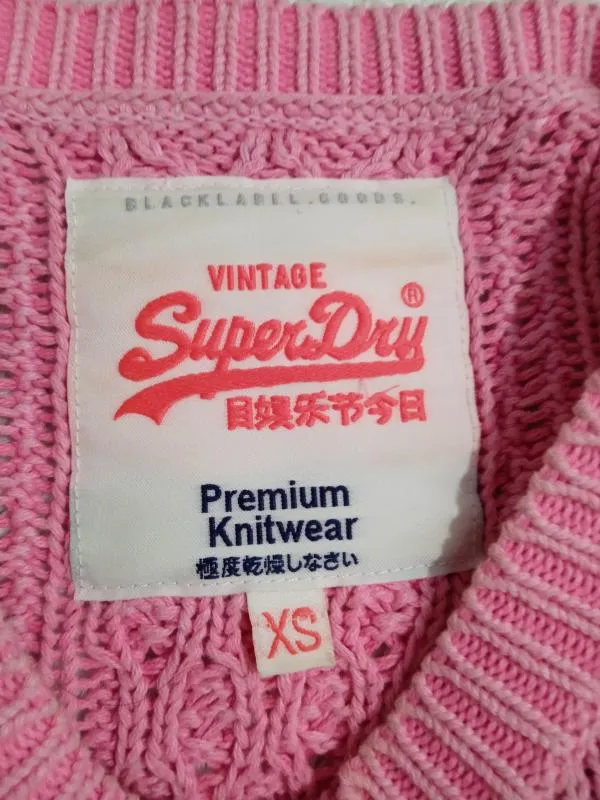 Pulover la baza gâtului Superdry XS | Roz, Normal, Relaxed Lejer fit, Monocrom, Lână - Image 3