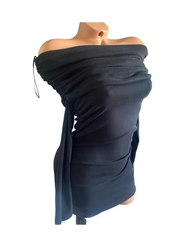 Rochie mulată Zara M | Negru, Mini, Mânecă lungă