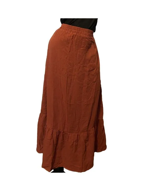 Fustă cloș Camaieu L | Cărămiziu, Maxi, Talie medie, Cloș fit, Bumbac