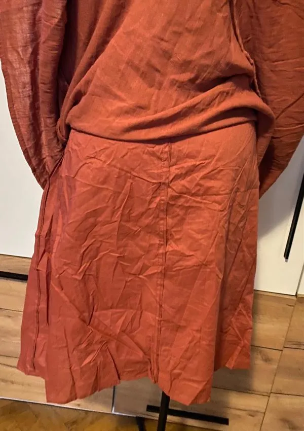Fustă cloș Camaieu L | Cărămiziu, Maxi, Talie medie, Cloș fit, Bumbac - Image 6