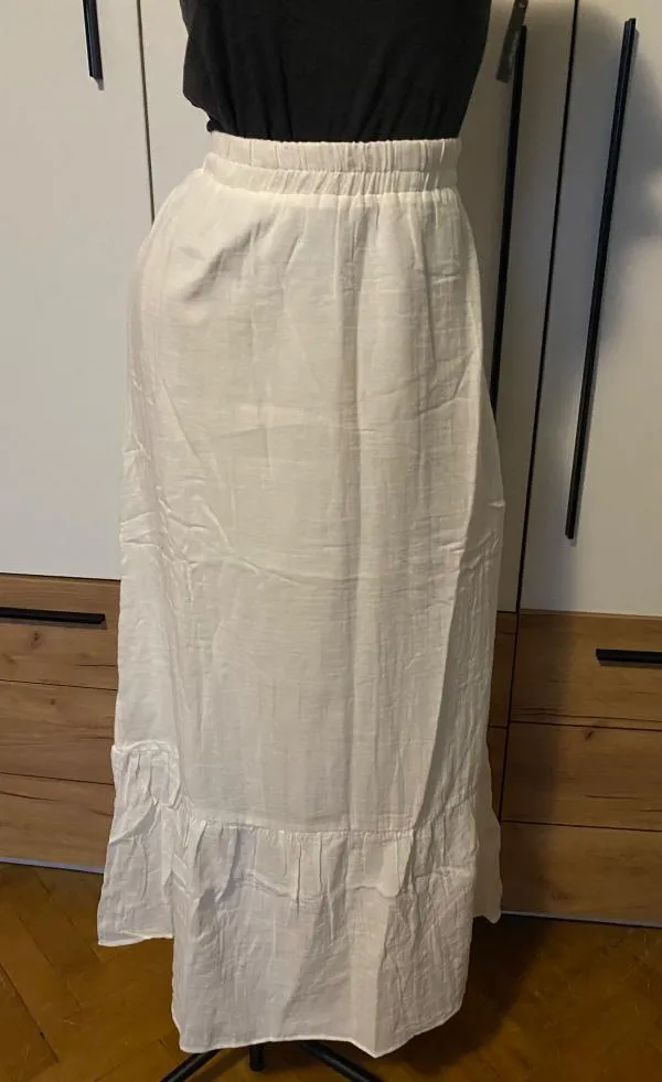 Fustă cloș Camaieu M | Alb, Maxi, Talie medie, Cloș fit, Bumbac - Image 2