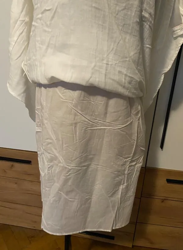 Fustă cloș Camaieu M | Alb, Maxi, Talie medie, Cloș fit, Bumbac - Image 3