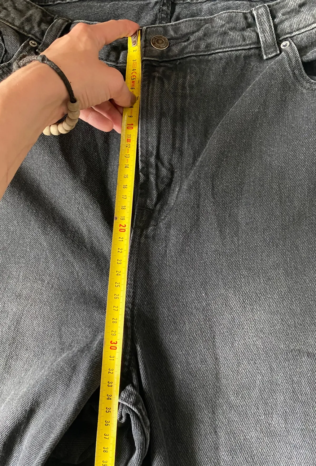 Blugi Primark EU 46 | Negru, Lungi, Talie înaltă, Flared (Evazați) fit, Prespălați  Cu umbre - Image 5