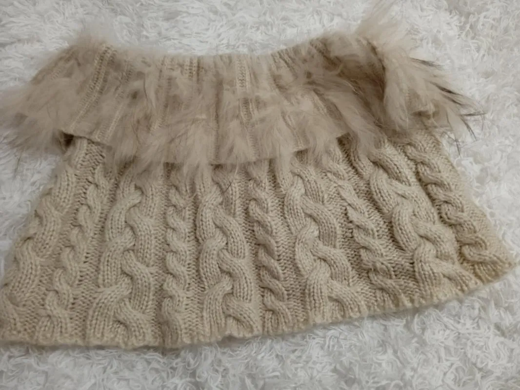 Fular  Mini tunică Arma M | Bej, Cropped (Scurt), Regular fit, Monocrom, Lână - Image 2