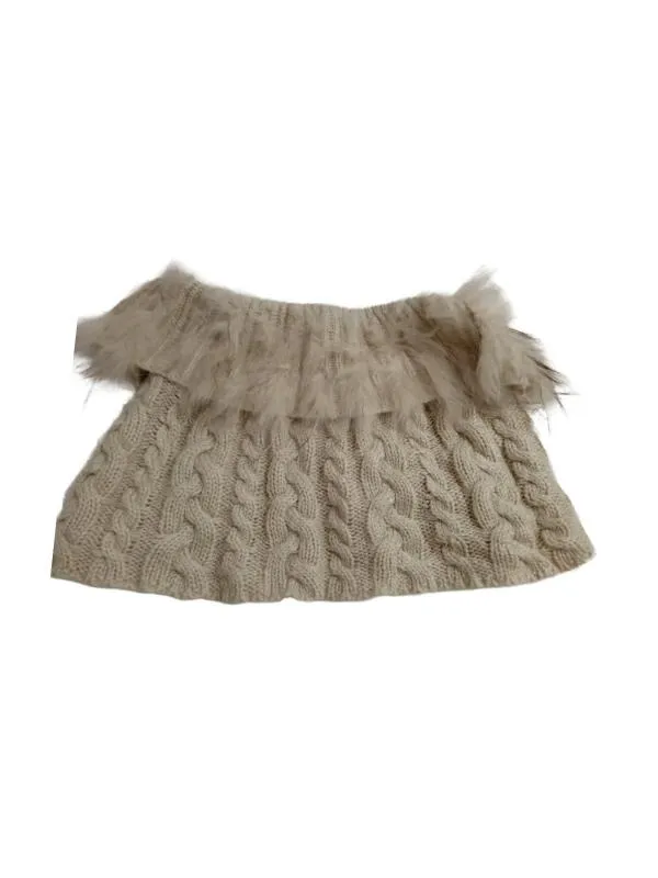 Fular Mini tunică Arma M | Bej, Cropped (Scurt), Regular fit, Monocrom, Lână