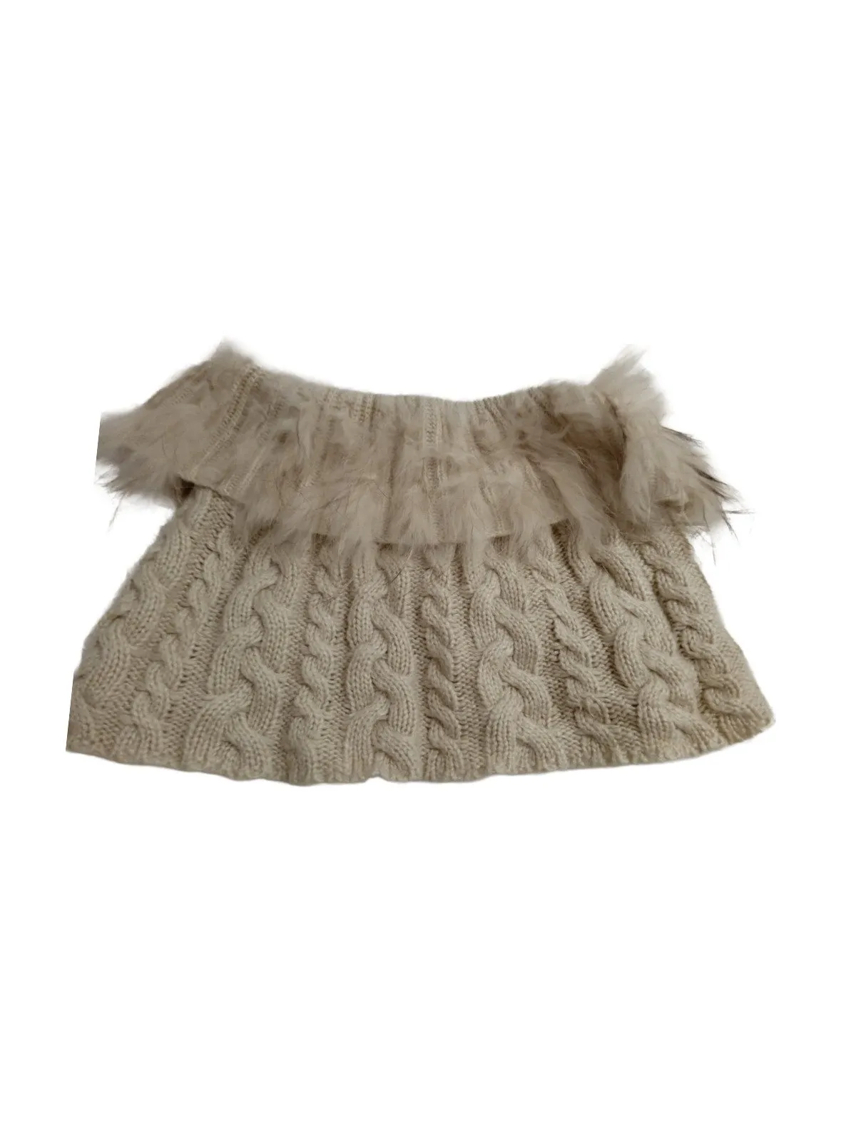 Fular Mini tunică Arma M | Bej, Cropped (Scurt), Regular fit, Monocrom, Lână