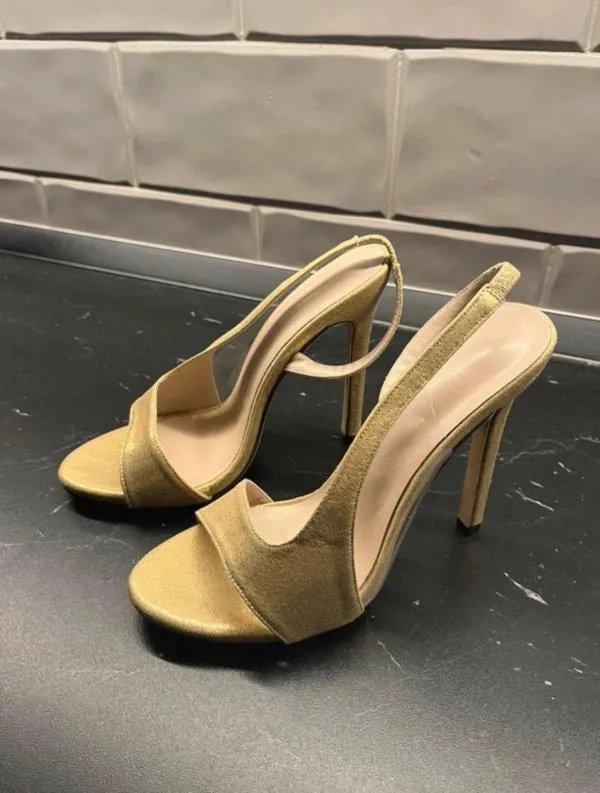 Sandale cu toc înalt stiletto baretă Shein EU 37 | Auriu - Image 5