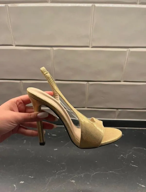 Sandale cu toc înalt stiletto baretă Shein EU 37 | Auriu - Image 2