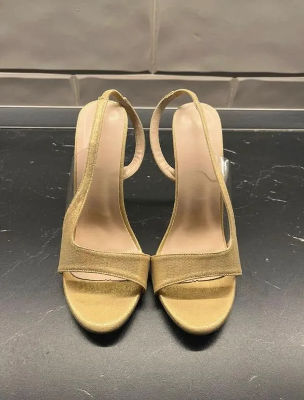 Sandale cu toc înalt stiletto baretă Shein EU 37 | Auriu - Image 3