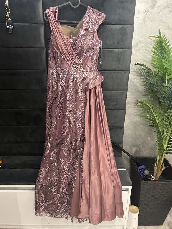 Rochie de ocazie Daria M | Maro, Maxi, Pe un umăr, Curvy, Paiete - Image 7