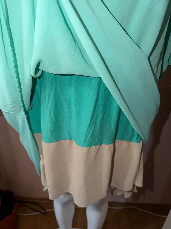 Rochie casual Mini Lumina M | Turcoaz, Mânecă trei sferturi, Monocrom, Poliester - Image 4