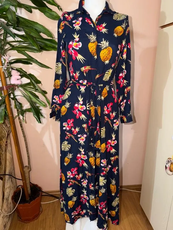Rochie casual My Polo X S | Multicolor, Maxi, Mânecă lungă, Floral & Tropical, Bumbac - Image 2