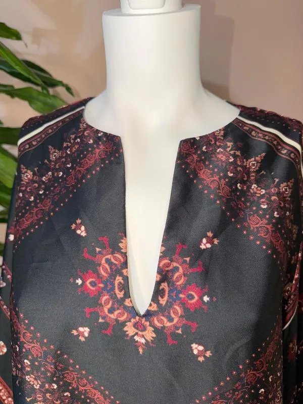 Rochie casual Mango XL | Negru, Mini, Mânecă trei sferturi, Oriental & Paisley, Satinat, Poliester - Image 2
