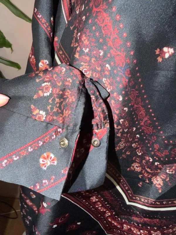 Rochie casual Mango XL | Negru, Mini, Mânecă trei sferturi, Oriental & Paisley, Satinat, Poliester - Image 3