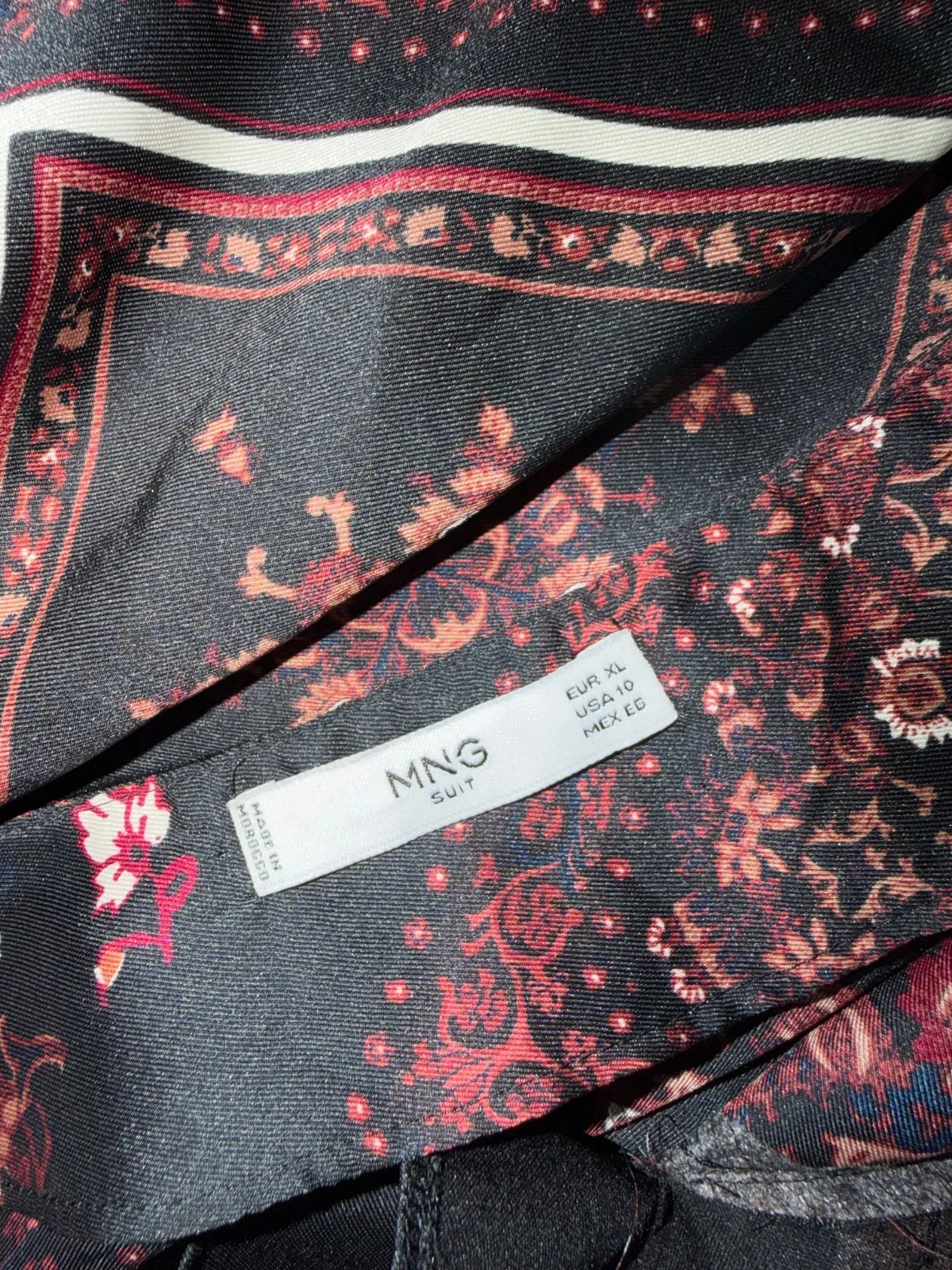 Rochie casual Mango XL | Negru, Mini, Mânecă trei sferturi, Oriental & Paisley, Satinat, Poliester - Image 4