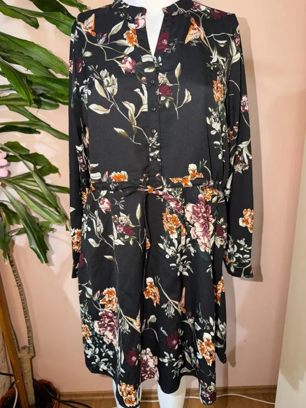 Rochie casual Only M | Negru, Mini, Mânecă lungă, Floral & Tropical, Poliester - Image 6
