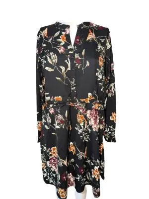 Rochie casual Only M | Negru, Mini, Mânecă lungă, Floral & Tropical, Poliester