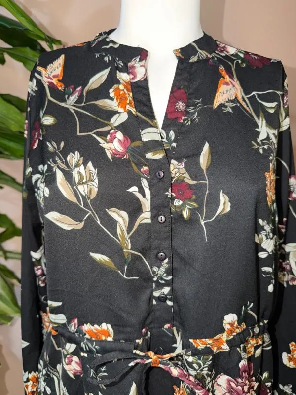 Rochie casual Only M | Negru, Mini, Mânecă lungă, Floral & Tropical, Poliester - Image 2