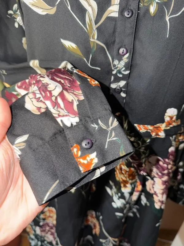 Rochie casual Only M | Negru, Mini, Mânecă lungă, Floral & Tropical, Poliester - Image 3