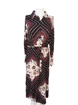 Rochie casual Jean Pascale XL | Multicolor, Maxi, Mânecă lungă, Oriental & Paisley, Vâscoză