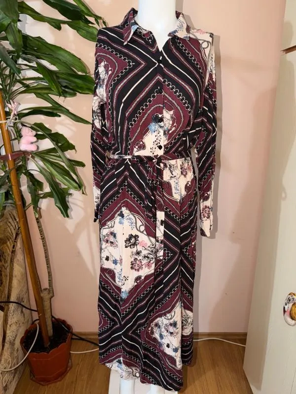 Rochie casual Jean Pascale XL | Multicolor, Maxi, Mânecă lungă, Oriental & Paisley, Vâscoză - Image 8
