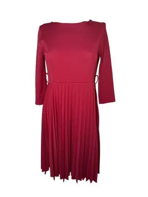 Rochie casual M | Burgundy, Midi, Mânecă trei sferturi, Monocrom, Poliester