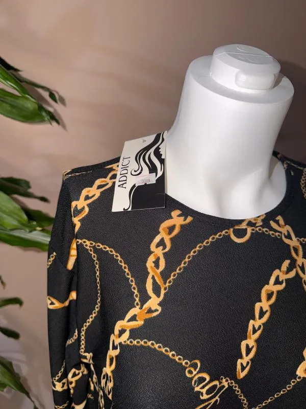 Rochie casual Addict XXL | Negru, Midi, Mânecă lungă, Oriental & Paisley, Poliester - Image 2