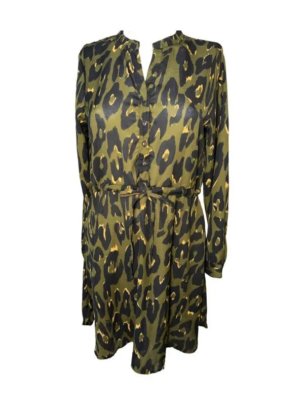 Rochie casual Only S | Khaki, Mini, Mânecă lungă, Animal print, Poliester