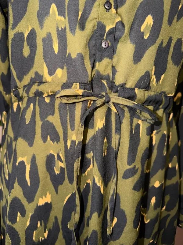 Rochie casual Only S | Khaki, Mini, Mânecă lungă, Animal print, Poliester - Image 3