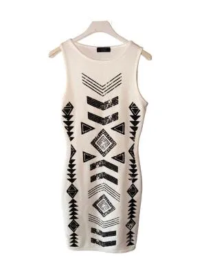 Rochie mulată Guess S | Alb, Mini, Fără mâneci, Abstract & Color Block