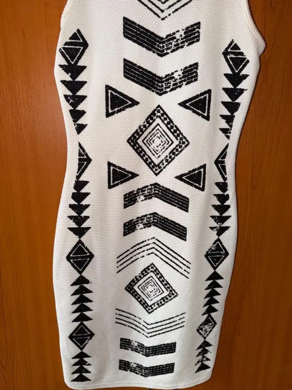 Rochie mulată Guess S | Alb, Mini, Fără mâneci, Abstract & Color Block - Image 3