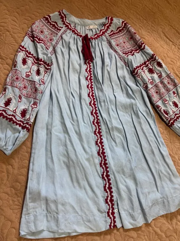 Rochie casual Zara XS | Bleu, Mini, Mânecă lungă - Image 5