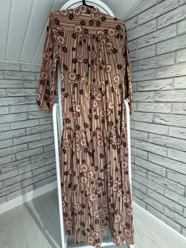 Rochie casual Zara S | Roșu, Maxi, Mânecă lungă, Oriental & Paisley - Image 2