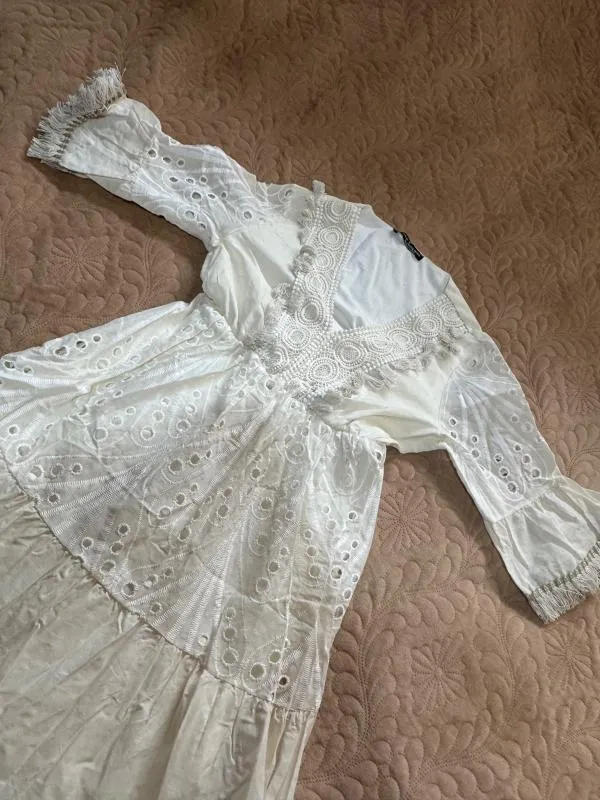 Rochie casual New Imperial S | Bej, Maxi, Mânecă trei sferturi - Image 4