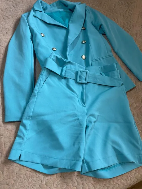 Costum cu sacou și pantaloni S | Turcoaz - Image 6