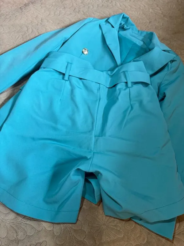 Costum cu sacou și pantaloni S | Turcoaz - Image 4