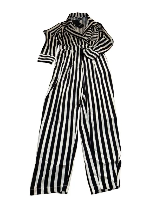 Salopetă TGH FASHION S | Negru, Lungă, Mânecă lungă, Dungi