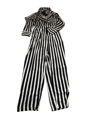 Salopetă TGH FASHION S | Negru, Lungă, Mânecă lungă, Dungi
