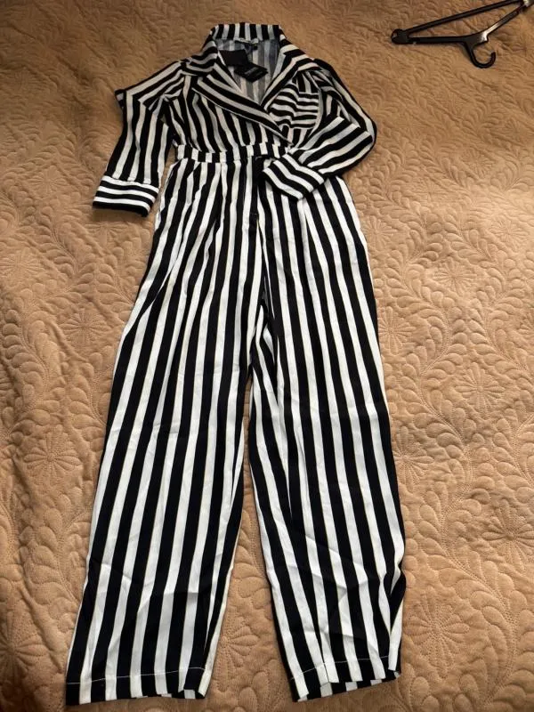 Salopetă TGH FASHION S | Negru, Lungă, Mânecă lungă, Dungi - Image 6