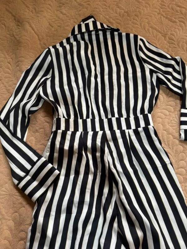 Salopetă TGH FASHION S | Negru, Lungă, Mânecă lungă, Dungi - Image 4