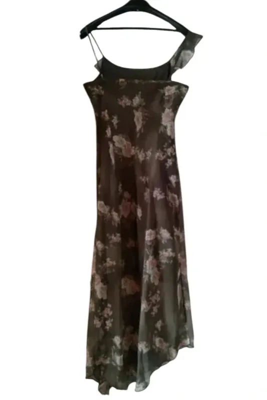Rochie de vară 3Suisses M | Khaki, Maxi, Cu umerii goi, Tall, Floral & Tropical, Design asimetric, Poliester - Image 2