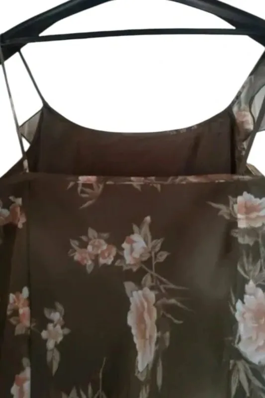 Rochie de vară 3Suisses M | Khaki, Maxi, Cu umerii goi, Tall, Floral & Tropical, Design asimetric, Poliester - Image 3