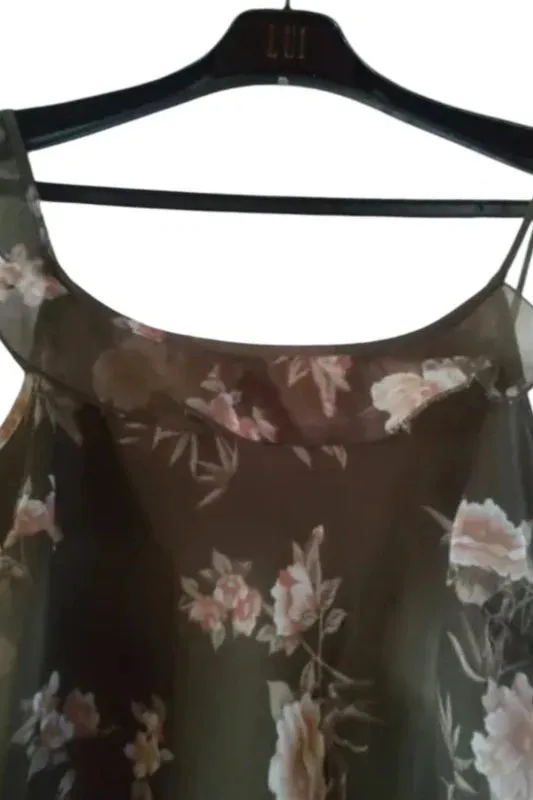 Rochie de vară 3Suisses M | Khaki, Maxi, Cu umerii goi, Tall, Floral & Tropical, Design asimetric, Poliester - Image 4