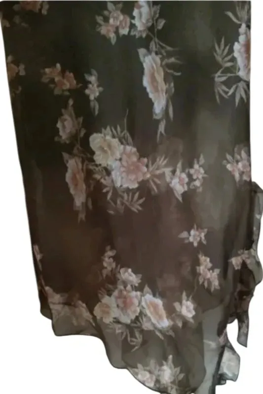 Rochie de vară 3Suisses M | Khaki, Maxi, Cu umerii goi, Tall, Floral & Tropical, Design asimetric, Poliester - Image 5