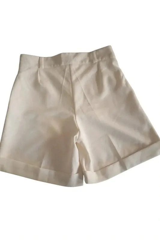 Pantaloni Adrom S | Bej, Scurți, Talie înaltă, Relaxed fit, Clasici Casual, Monocrom - Image 2