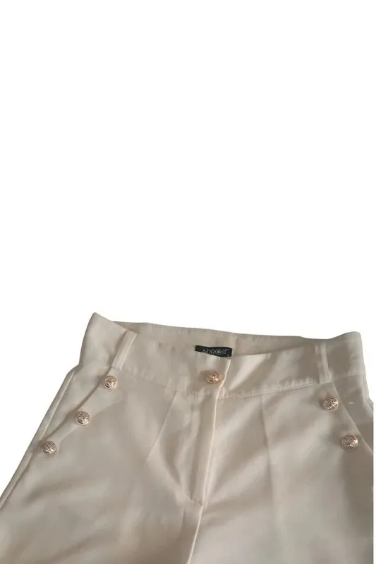 Pantaloni Adrom S | Bej, Scurți, Talie înaltă, Relaxed fit, Clasici Casual, Monocrom - Image 3